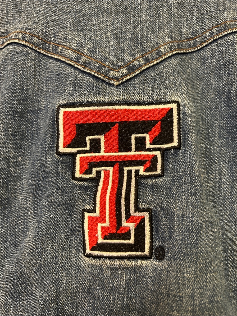 Wrangler Retro Texas Tech Red Raiders Denim Jean Jacket Women’s Size Medium - Picture 6 of 12